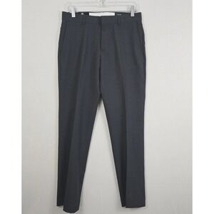 Michael Brandon Plaid Flat Front Straight Leg Men Pants Dark Gray 30x30 New
